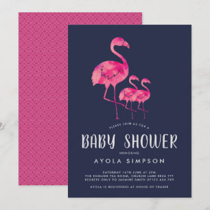 Invitation Marine et Flamants roses roses Jumeaux Baby shower