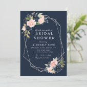 Invitation Marine et floral brun argent géométrique (Debout devant)