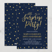 Invitation Marine et Or | 50e anniversaire du Mariage surpris (Devant / Derrière)