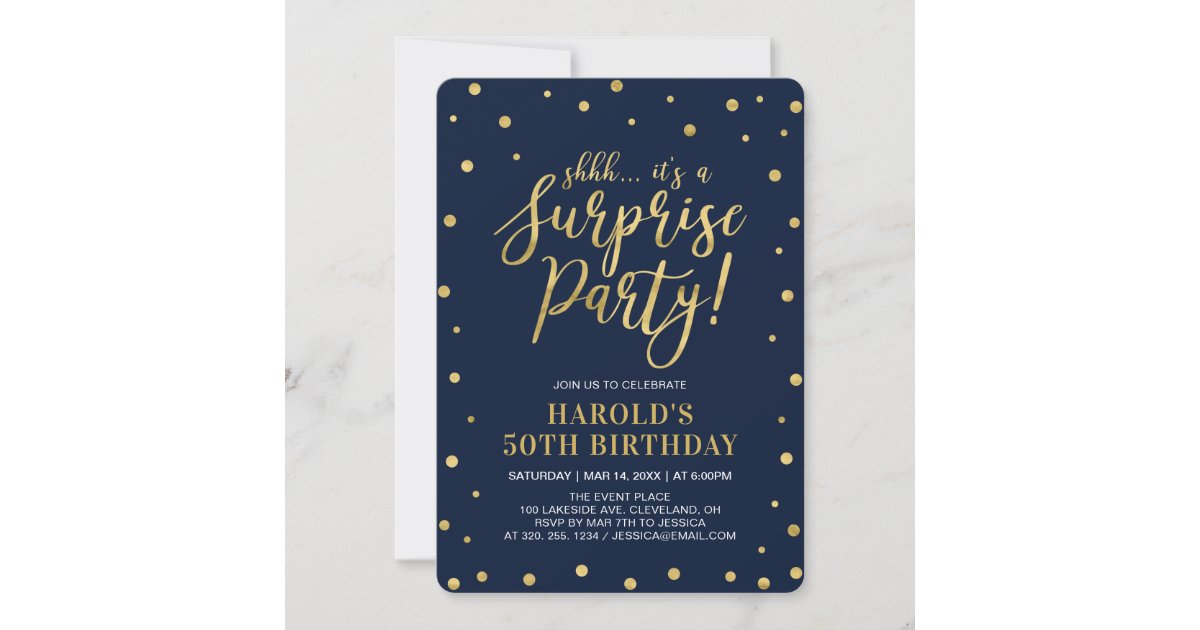 Invitation Marine Et Or 50e Anniversaire Surprise Adulte Zazzle Be