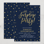 Invitation Marine et Or | Adulte 50e fête d'anniversaire surp (Devant / Derrière)