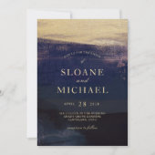 Invitation Marine et or Aquarelle Laver Mariage moderne (Devant)