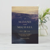 Invitation Marine et or Aquarelle Laver Mariage moderne (Debout devant)