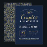 Invitation Marine et Or | Élégant Wedding shower Couples<br><div class="desc">Cette élégante invitation à la wedding shower en couple présente une belle typographie or sur un arrière - plan de marine. Vous pouvez customiser la couleur arrière - plan.</div>
