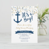 Invitation Marine et or nautiques d'invitation de baby shower (Debout devant)