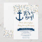 Invitation Marine et or nautiques d'invitation de baby shower (Devant / Derrière)