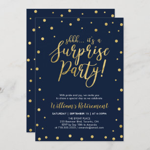 Invitation Marine et Or   Parti de retraite surprise moderne