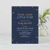 Invitation Marine et Or | Twinkle Little Star Baby Sprinkle (Debout devant)