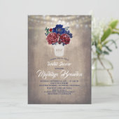 Invitation Marine et rouge Floral Mason Jar Fête des mariées  (Debout devant)