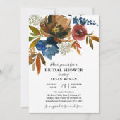 Invitation Marine et rouille Fête des mariées florale Blanc (Devant)