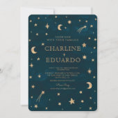 Invitation Marine étoile d'or céleste Lune mariage élégant (Devant)