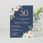 Invitation Marine Féminine & Pêche Florale Femme Anniversaire (Debout devant)