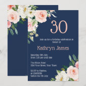 Invitation Marine Féminine & Pêche Florale Femme Anniversaire (Devant / Derrière)