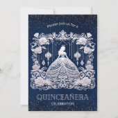 Invitation Marine Fleur bleue Princesse Robe Quinceanera (Devant)