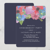 Invitation Marine fleur sauvage Bouquet | Fêtes de fiançaille (Devant / Derrière)