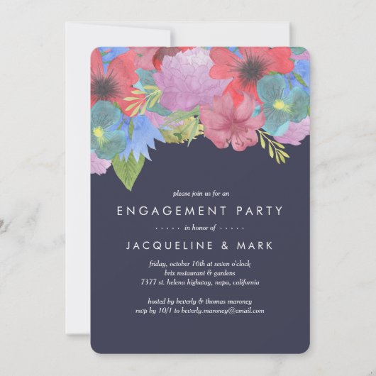 Invitation Marine fleur sauvage Bouquet | Fêtes de fiançaille (Devant)