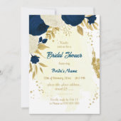 Invitation marine & fleurs blanches or nuptiale (Devant)