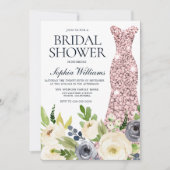 Invitation Marine & Fleurs blanches Rose Fête des mariées rob (Devant)