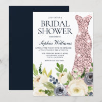 Marine & Fleurs blanches Rose Fête des mariées rob