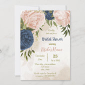 Invitation marine fleurs rousses vert feuille douche nuptiale (Devant)