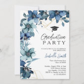 Invitation Marine Fleurs sauvages bleu Chic Graduation (Devant)