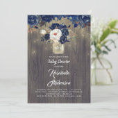 Invitation Marine Floral Mason Jar Baby shower rustique (Debout devant)