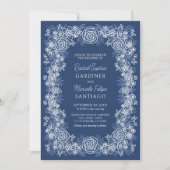Invitation Marine Floral Rustic Mariage (Devant)