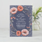 Invitation Marine Floral Wreath Baby's Breath Mariage (Debout devant)