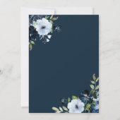 Invitation marine florale peinte et douche nuptiale bleu clai (Dos)