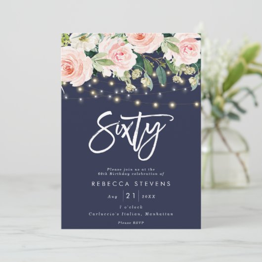 Invitation marine florale rustique 60e anniversaire (Debout devant)