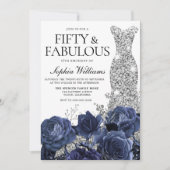Invitation Marine Flowers & Silver Diamond Robe 50e anniversa (Devant)
