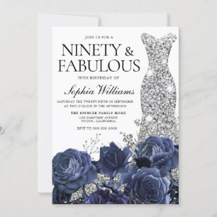 Invitation Marine Flowers & Silver Diamond Robe 90e anniversa