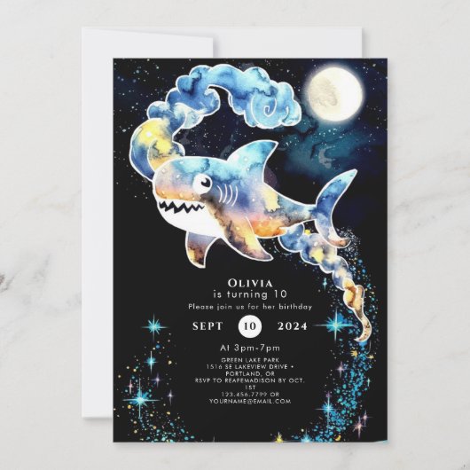 Invitation Marine Fun Blue Shark Anniversaire (Devant)