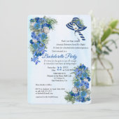 Invitation Marine géométrique - Bachelorette Fleurs Bleues (Debout devant)