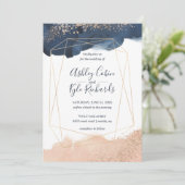 Invitation Marine géométrique, Or, Aquarelle Blush (Debout devant)