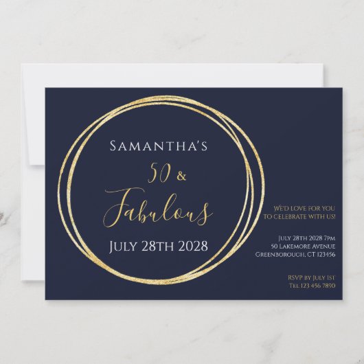 Invitation Marine Gold 50th Birthday Party (Devant)