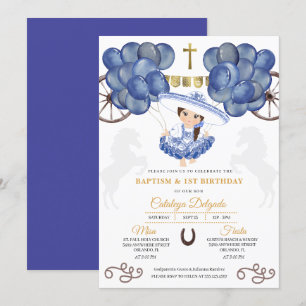Invitation Marine & Gold Baby Charra Ballons mexicains Baptêm