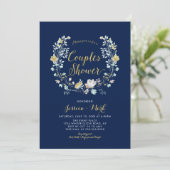 Invitation Marine & Gold Boho Floral Couples Wedding shower I (Debout devant)