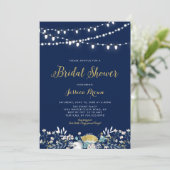 Invitation Marine & Gold Boho Floral Wedding shower Invi (Debout devant)