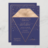 Invitation Marine Gold Diamond Confetti Parties scintillant G (Devant / Derrière)
