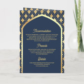 Invitation Marine Gold Diamonds Arch QR Code Mariage musulman (Dos)