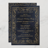 Invitation Marine Gold Elegant Corporate Holiday Party (Devant / Derrière)
