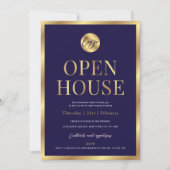 Invitation Marine & Gold Logo Moderne Business Open House (Devant)