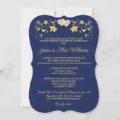 Invitation Marine, Gold Love Hearts 50e anniversaire de Maria (Dos)
