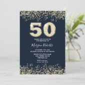 Invitation Marine & Gold Mens ou Femme 50e fête d'anniversair (Debout devant)
