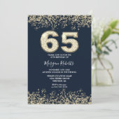 Invitation Marine & Gold Mens ou femmes 65e fête d'anniversai (Debout devant)