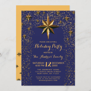 Invitation Marine Gold North Star Parties scintillant Confett