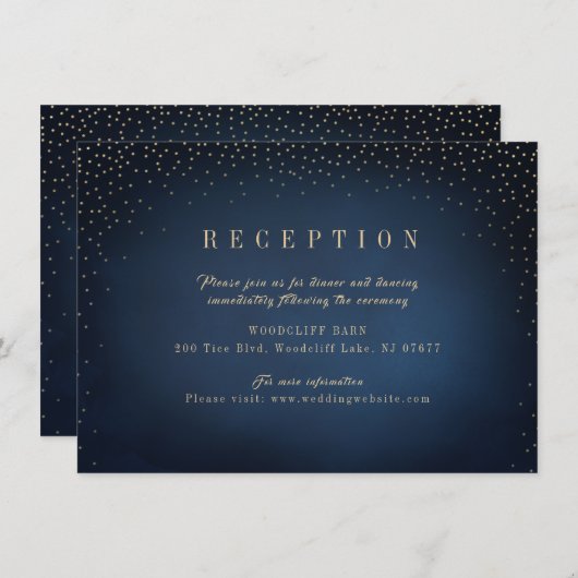 Invitation Marine & Gold Parties scintillant Accueil mariage (Devant / Derrière)