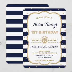 Invitation Marine & Gold Royal Prince 1er anniversaire Invita