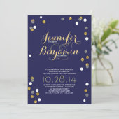 Invitation Marine Gold & Silver Confetti Mariage moderne Invi (Debout devant)